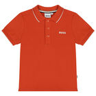 Younger Boys Orange Logo Polo Shirt, 1, hi-res
