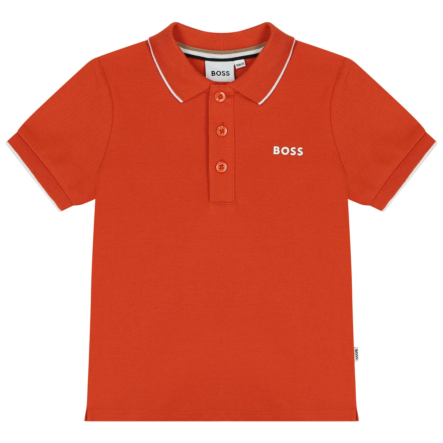 Younger Boys Orange Logo Polo Shirt, 1, hi-res