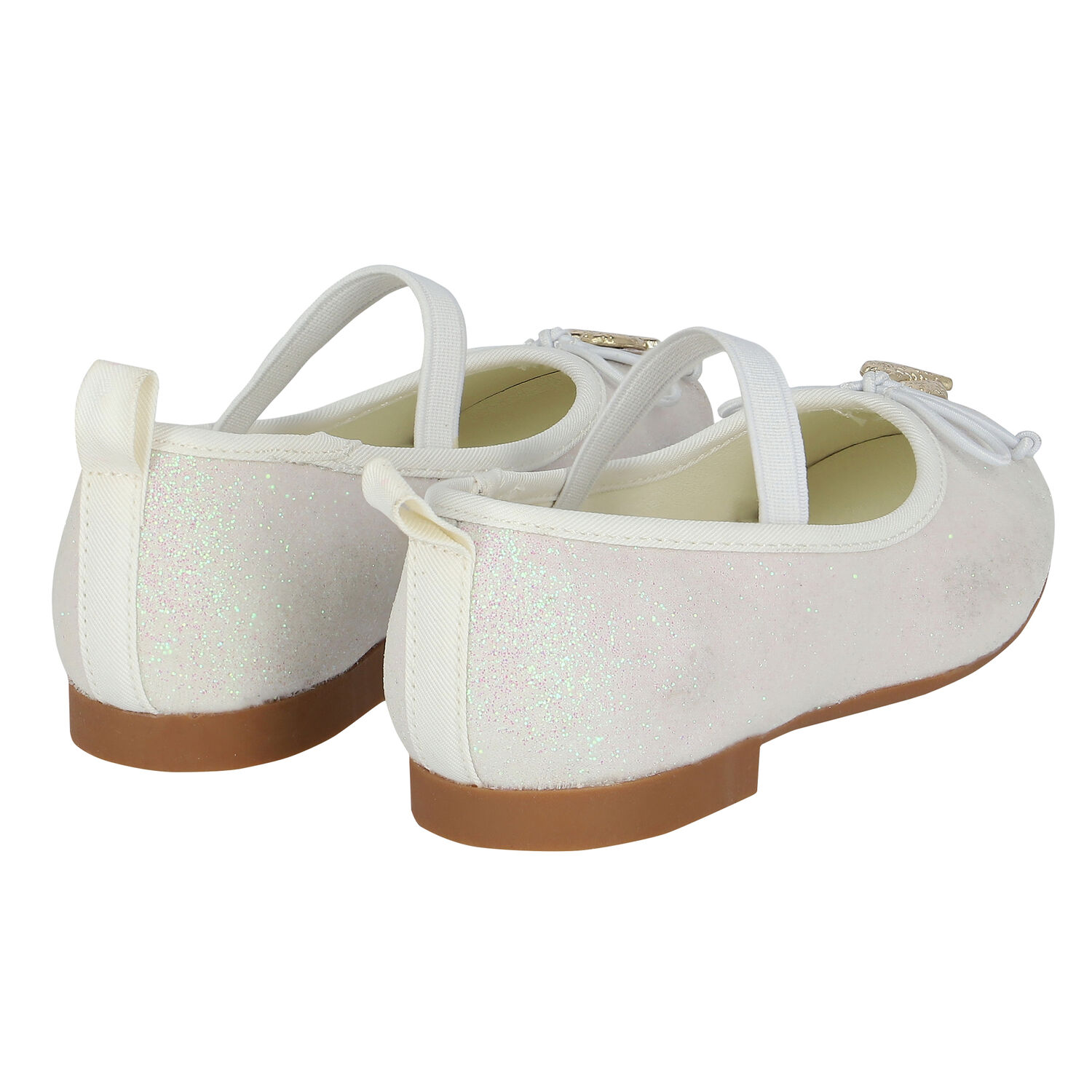 Girls White Glitter Shoes, 2, hi-res