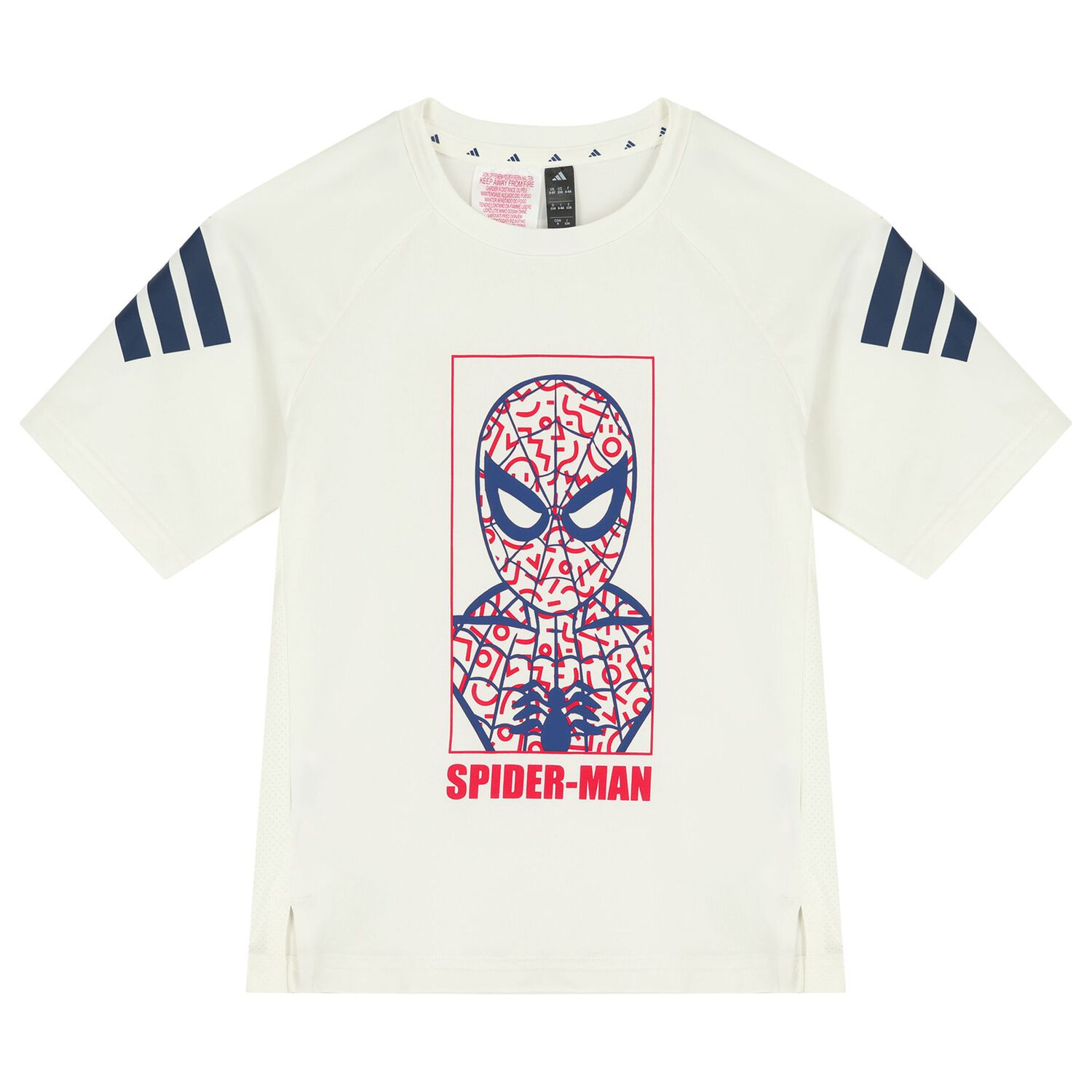 Boys Ivory & Navy Blue Marvel Shorts Set, 1, hi-res