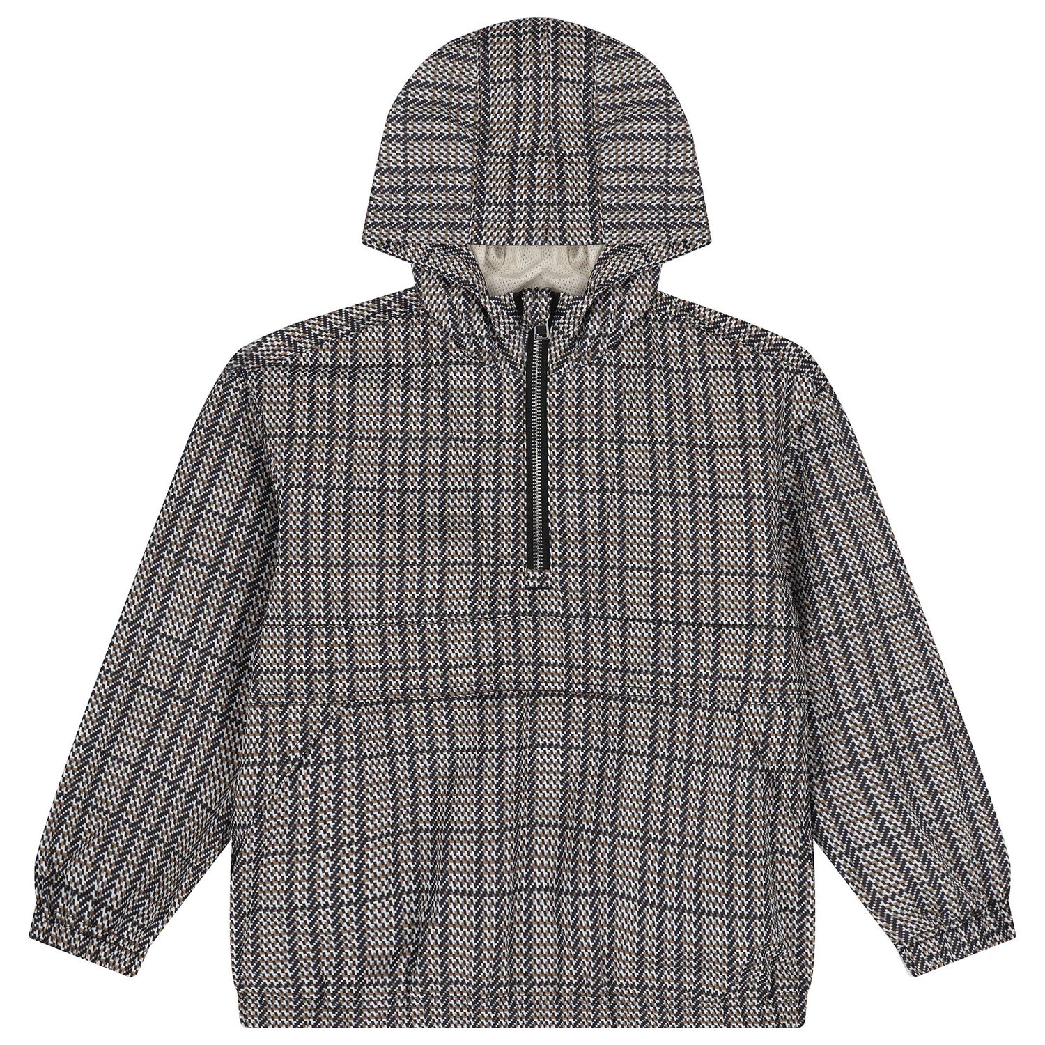 Boys Black, Beige & White Checked Windbreaker, 1, hi-res