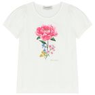 Girls White Flower T-Shirt, 1, hi-res