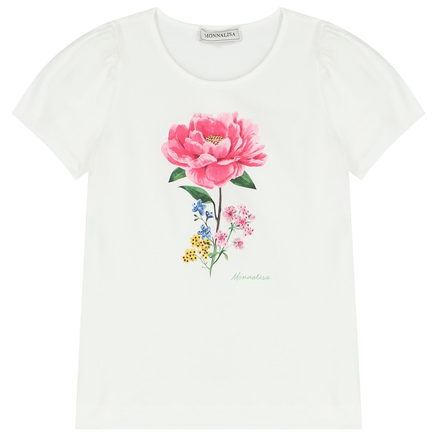 Girls White Flower T-Shirt, 1, hi-res