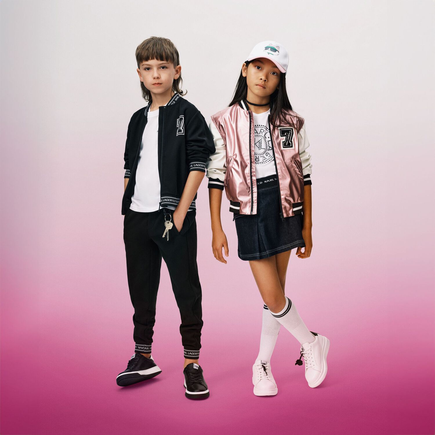 تيشيرت بنات بالشعار باللون الأبيض والأسود, 2, hi-res