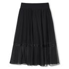 Girls Black Logo Mesh Skirt, 1, hi-res