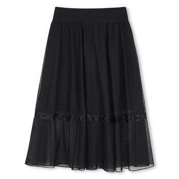 Girls Black Logo Mesh Skirt