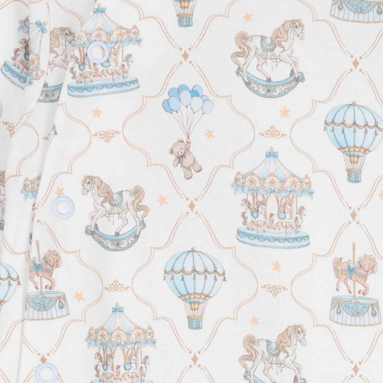 Baby Boys Blue & White Carousel & Hot Air Balloon Babygrow, 1, hi-res