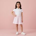 Younger Girls White & Pink Striped Polo Dress, 1, hi-res