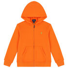 Boys Orange Logo Zip Up Top, 1, hi-res