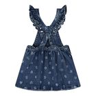 Baby Girls Pink & Denim Blue Dungaree Set, 1, hi-res