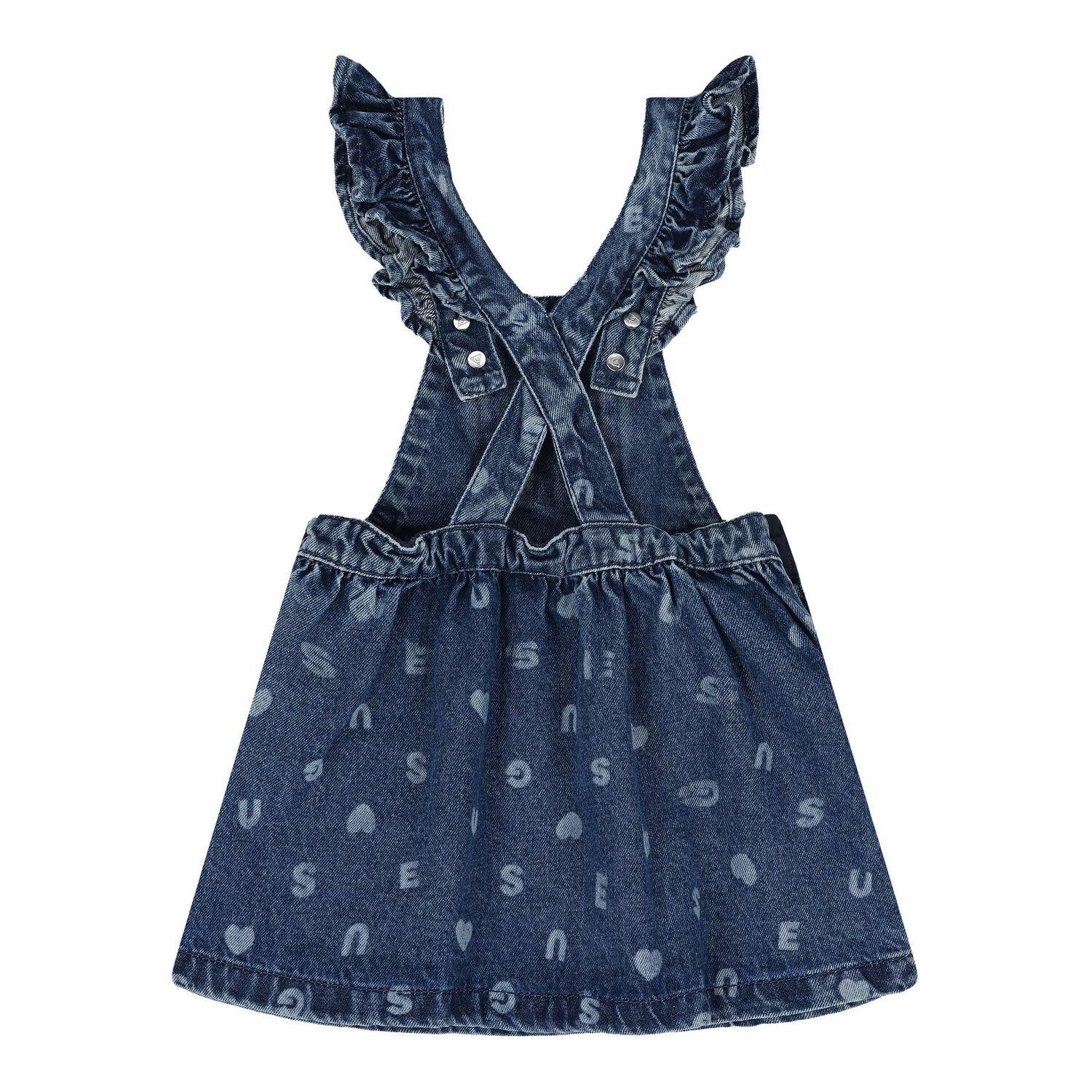 Baby Girls Pink & Denim Blue Dungaree Set, 1, hi-res