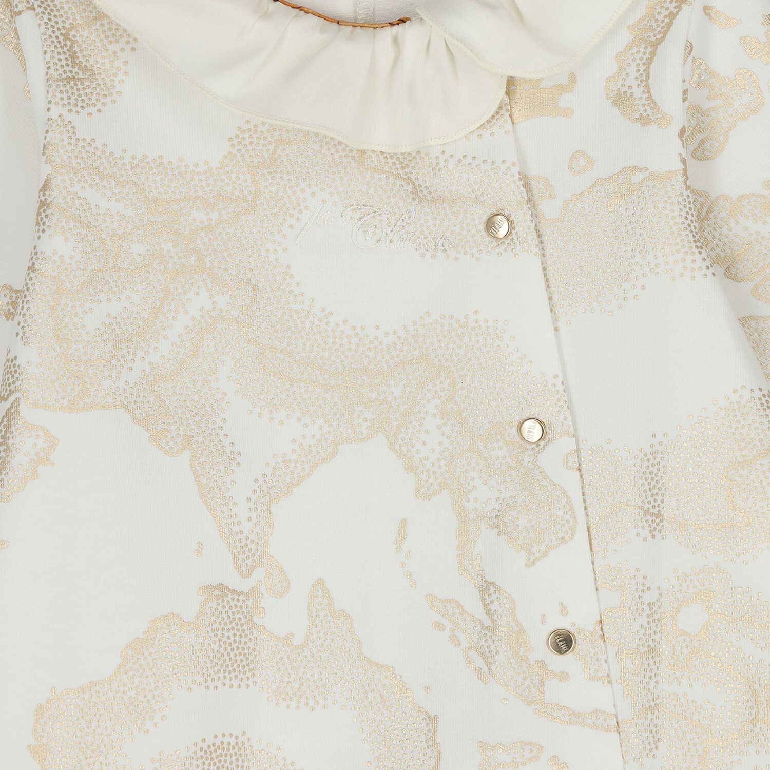 بدلة أطفال بيضاء وذهبية بتصميم خريطة جغرافية للبنات, 1, hi-res