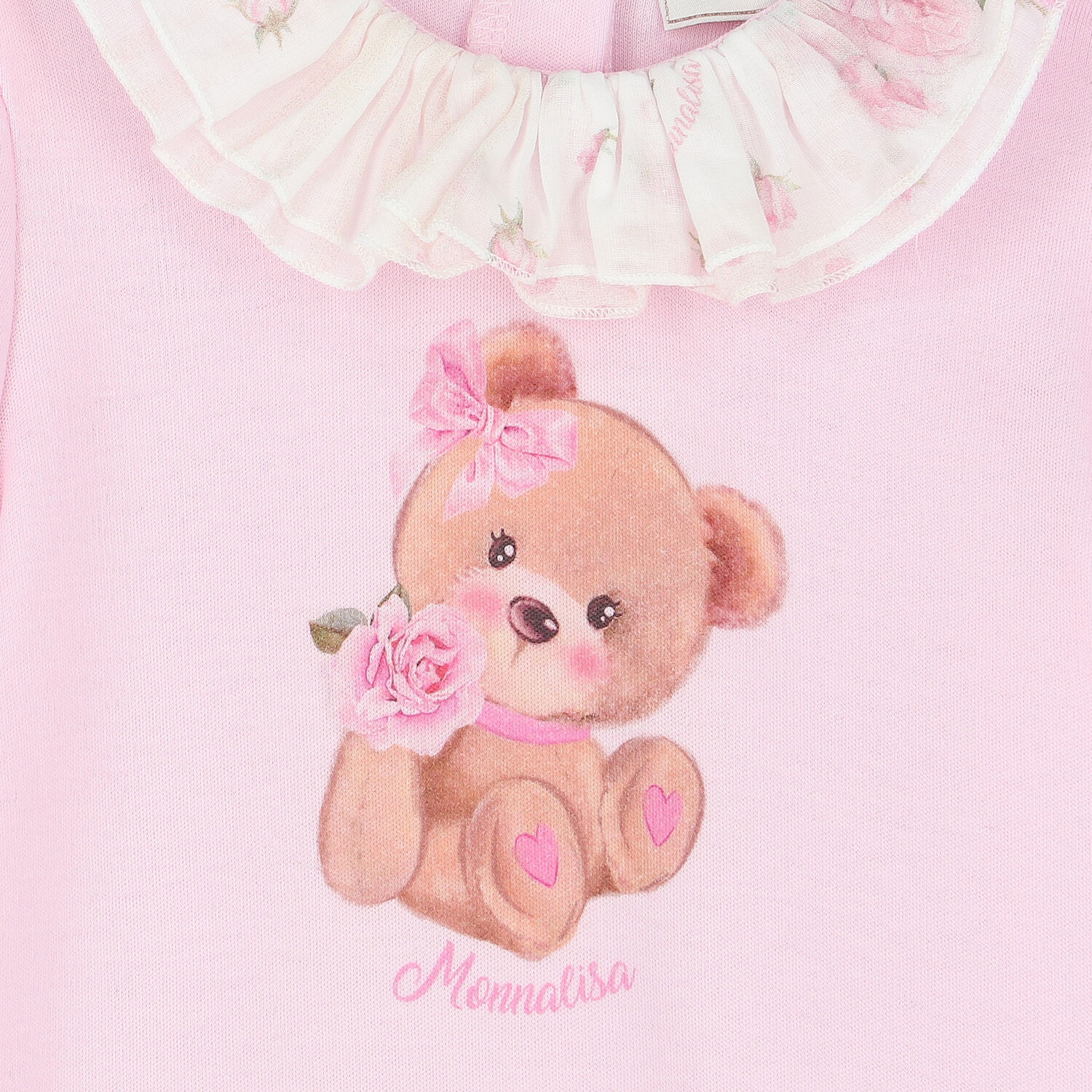 Baby Girls Pink Teddy Bear Romper, 1, hi-res