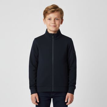Boys Navy Blue Logo Zip Up Top
