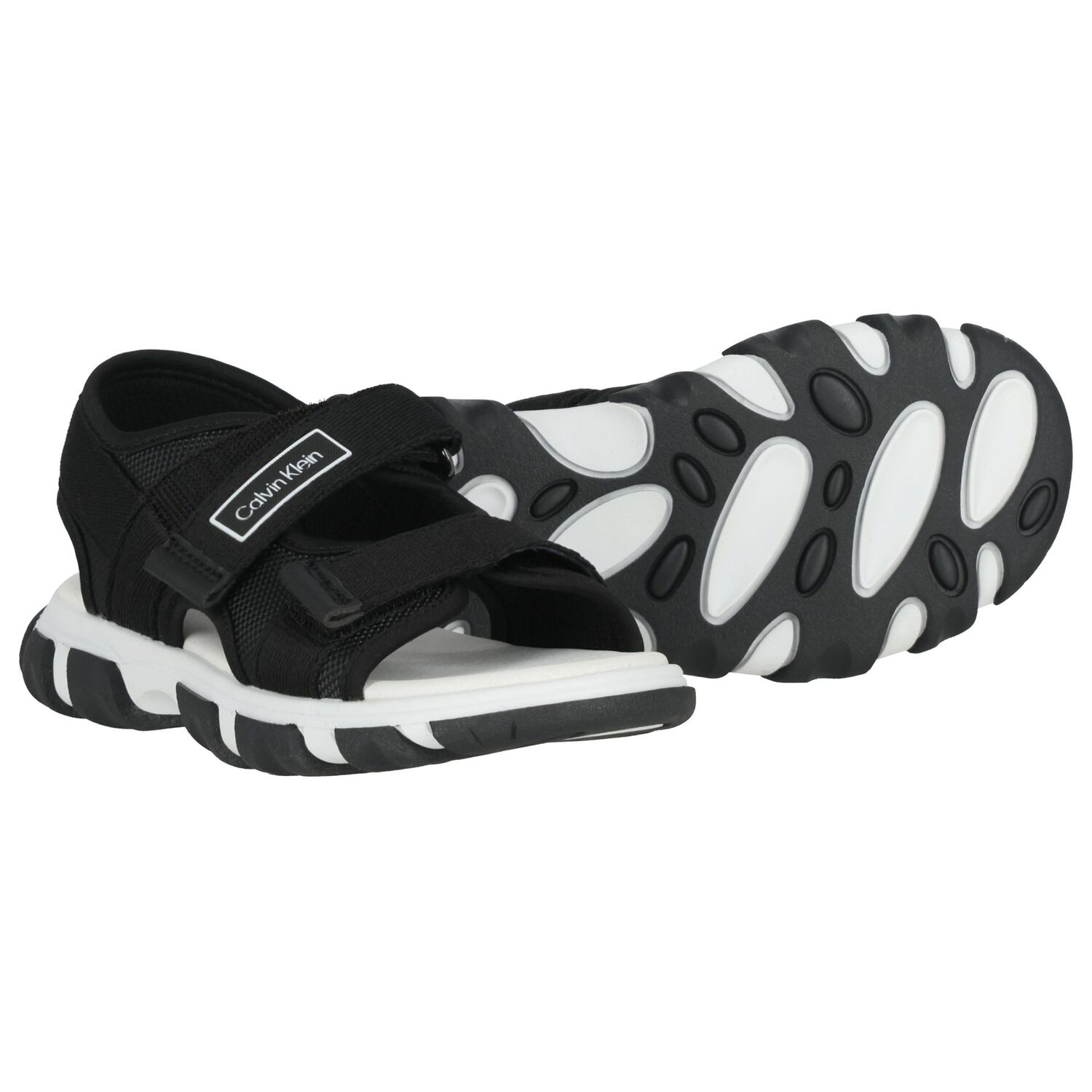 Boys Black Logo Sandals, 2, hi-res
