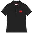 Boys Mini Me Black Logo Polo Shirt, 1, hi-res