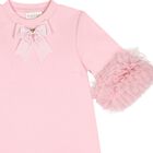 Girls Pink Bow Tulle Ruffle Meryl Dress, 2, hi-res