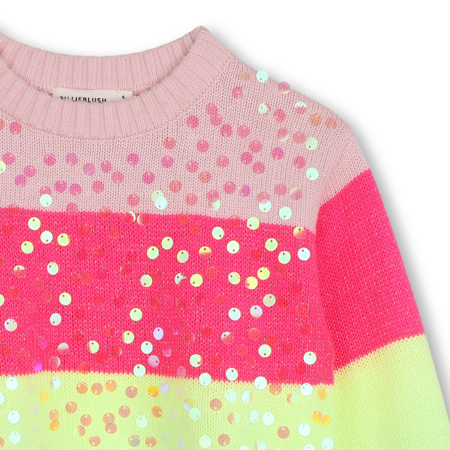 Girls Multi-Coloured Sequin Striped Jumper, 1, hi-res