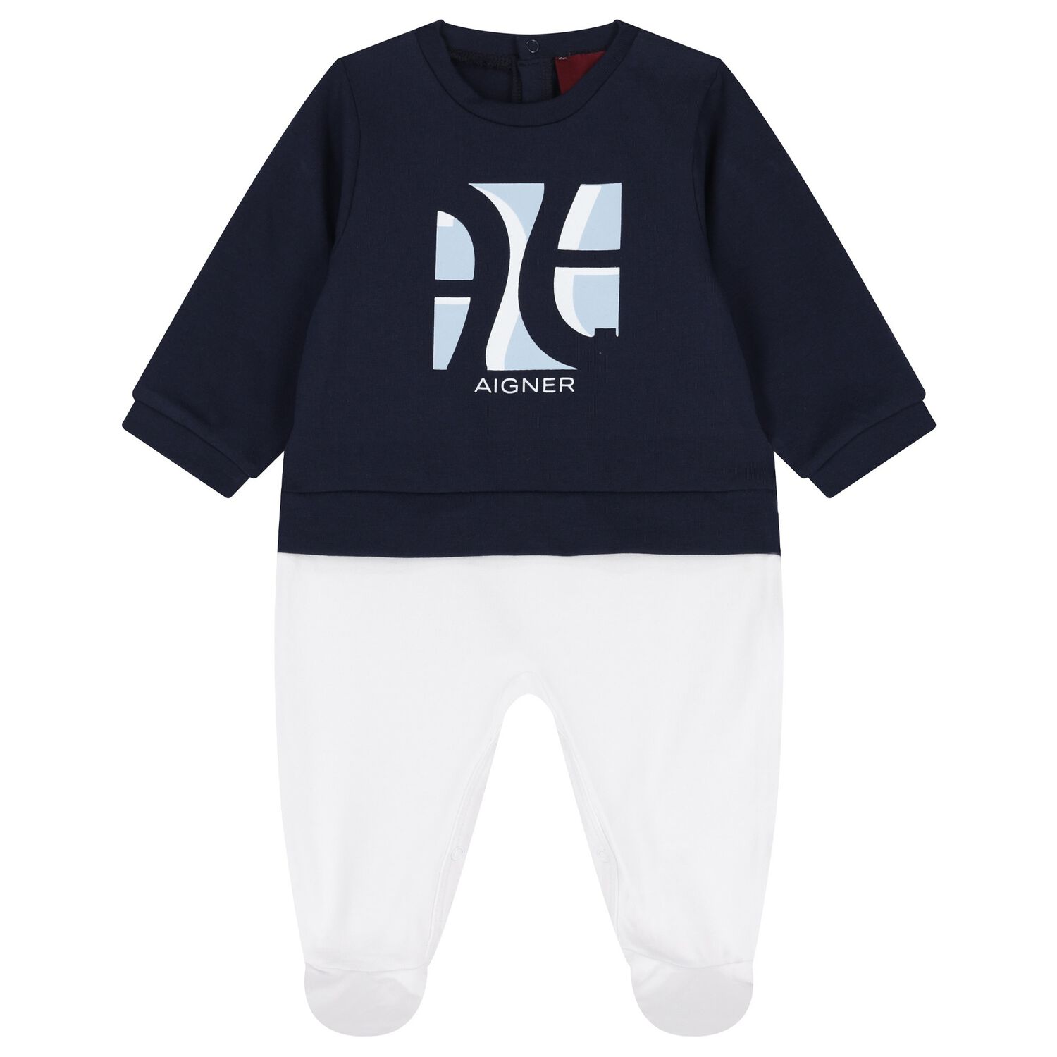 Baby Boys Navy Blue & White Logo Babygrow, 2, hi-res image number null