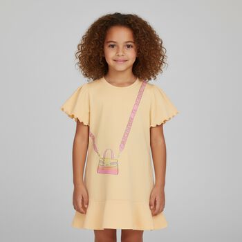 Girls Orange Logo Bag Dress