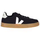 Black Logo Canvas Trainers, 1, hi-res