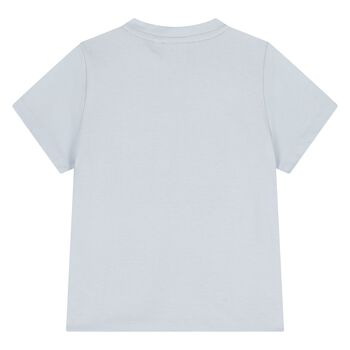 تيشيرت ميني مي أولاد بالشعار باللون الأزرق