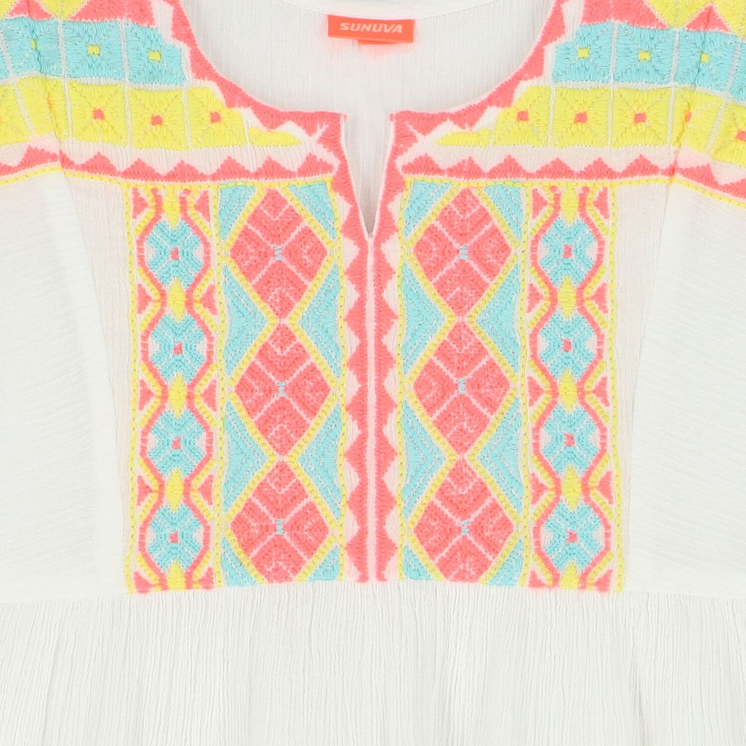 Girls White Embroidered Beach Dress, 1, hi-res image number null