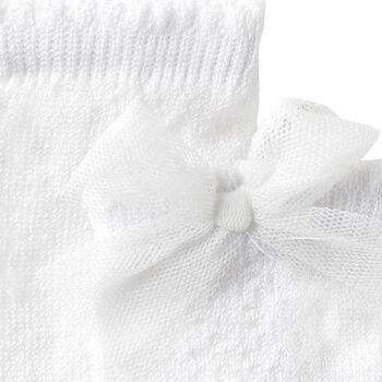 Baby Girls White Bow Socks