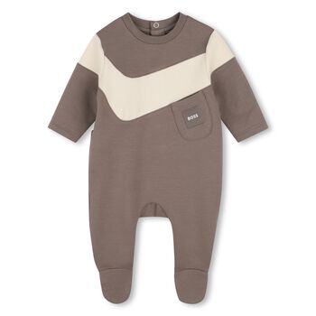 Baby Boys Grey Logo Babygrow