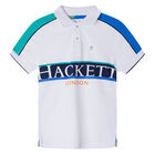 تيشيرت بولو بالشعار باللون الأبيض للأولاد, 1, hi-res