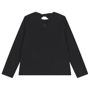 Girls Black Sequin Long Sleeve Top