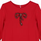 Girls Red Embellished Dress, 1, hi-res