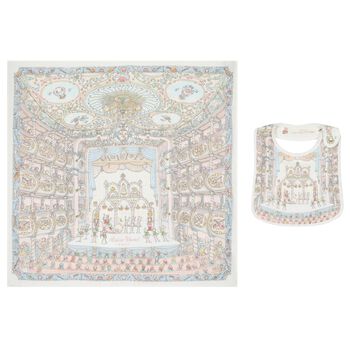 White & Blue Nutcracker Baby Carré Swaddle & Bib Gift Set