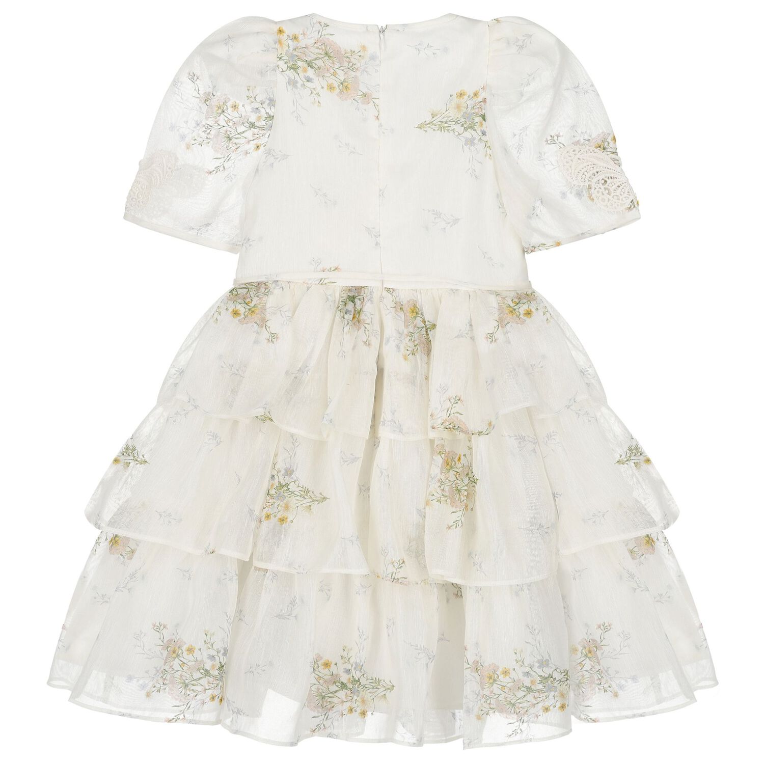 Girls Ivory Floral Dress, 1, hi-res image number null
