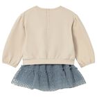 Younger Girls Beige & Blue Tulle Skirt Set, 1, hi-res