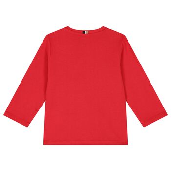 Younger Boys Red Logo Long Sleeve Top