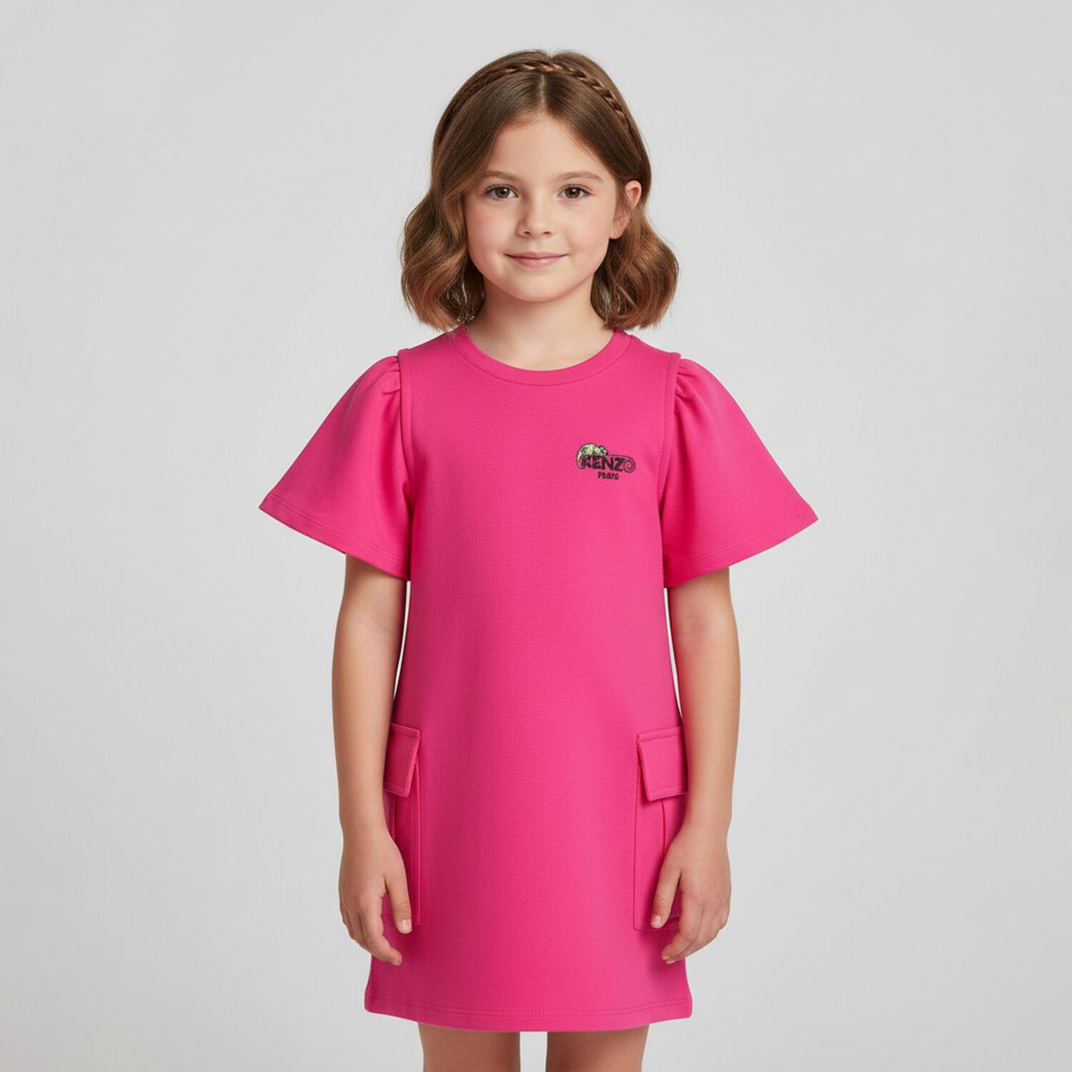 Girls Pink Logo Dress, 1, hi-res