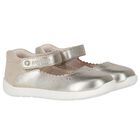 Younger Girls Gold Faux Leather Shoes, 1, hi-res