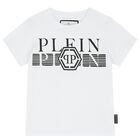 تيشيرت أولاد بالشعار باللون الأبيض, 1, hi-res