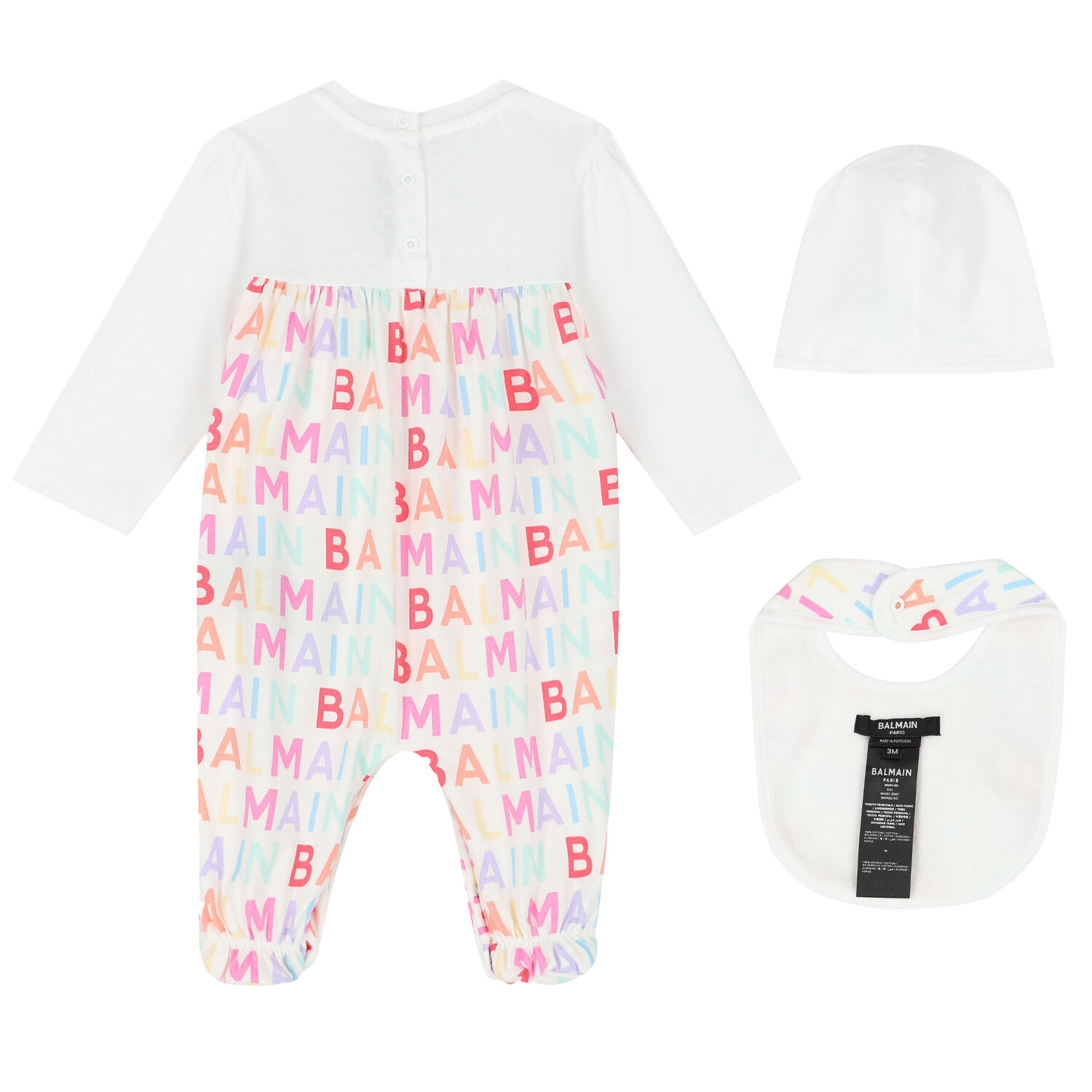 Baby Girls White & Ivory Logo Babygrow Set, 1, hi-res