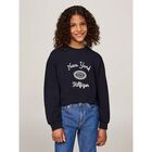 سويتشيرت بنات بالشعار باللون الكحلي, 1, hi-res