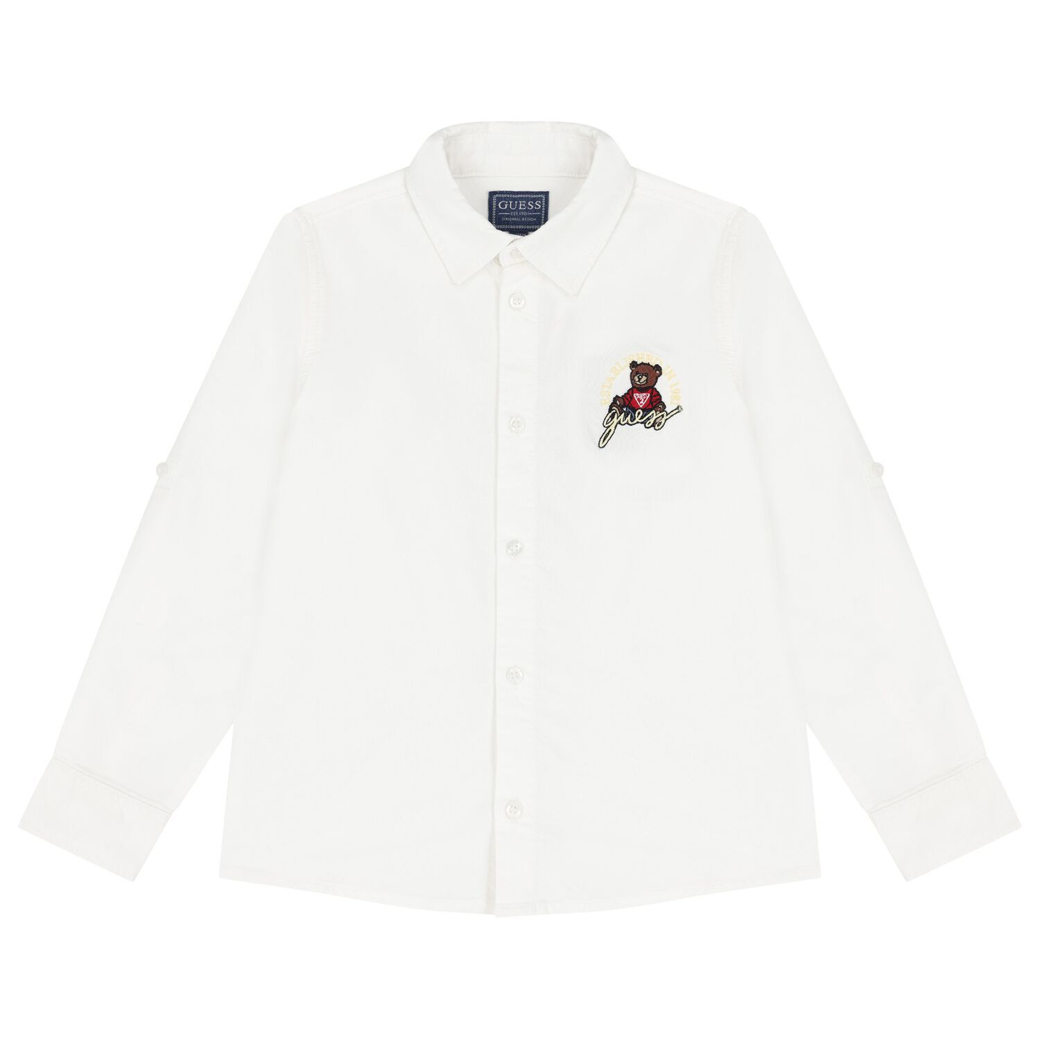 Boys White Teddy Bear Logo Shirt, 1, hi-res image number null