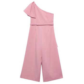Girls Pink Crepe Jumpsuit