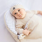 Baby Boys Beige & White Logo Hat, 1, hi-res