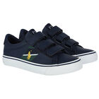 Boys Navy Logo Trainers, 1, hi-res