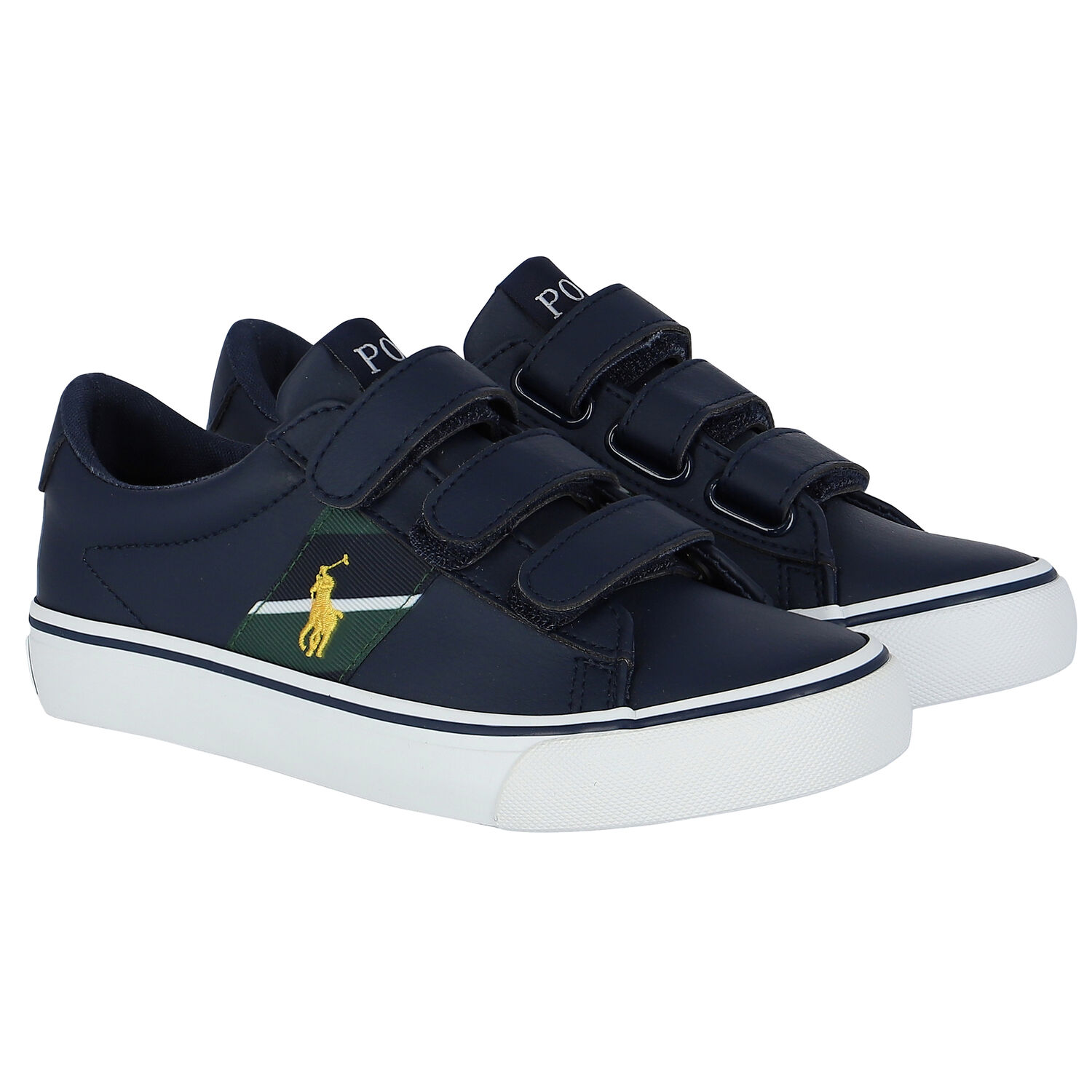 Boys Navy Logo Trainers, 1, hi-res