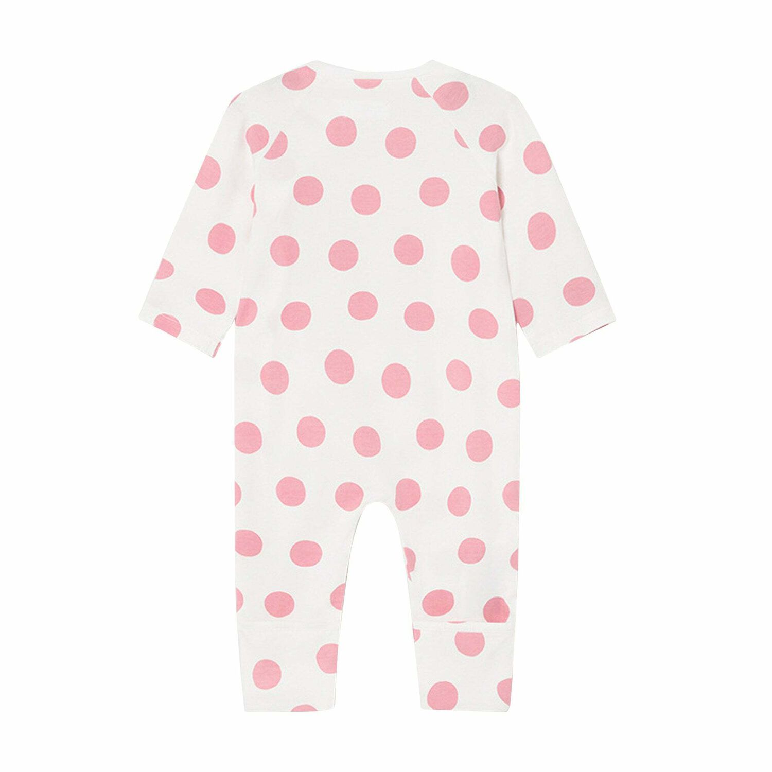 Baby Girls White & Pink Polka Dot Babygrow, 1, hi-res