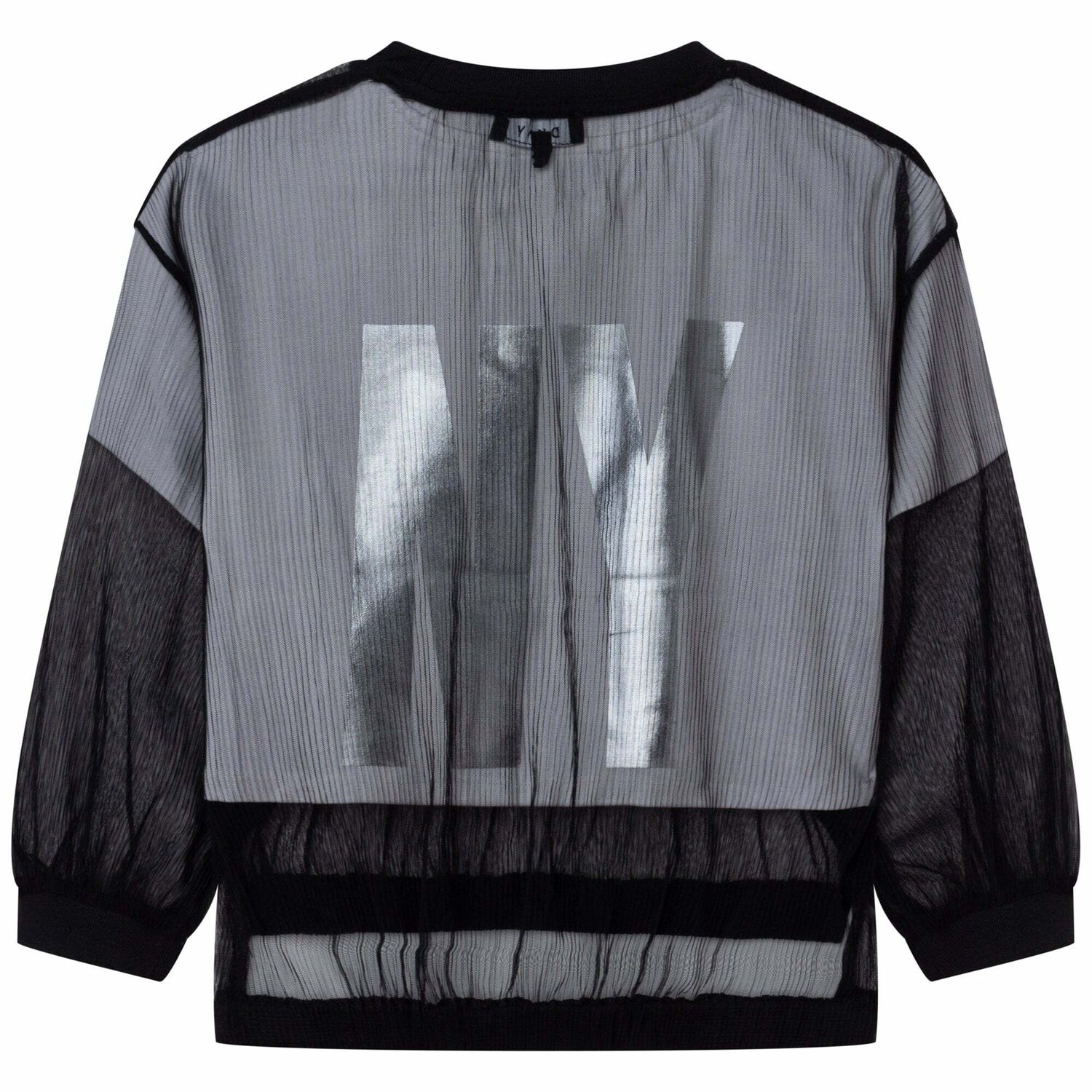 توب بالشعار باللون الاسود والابيض للبنات, 1, hi-res