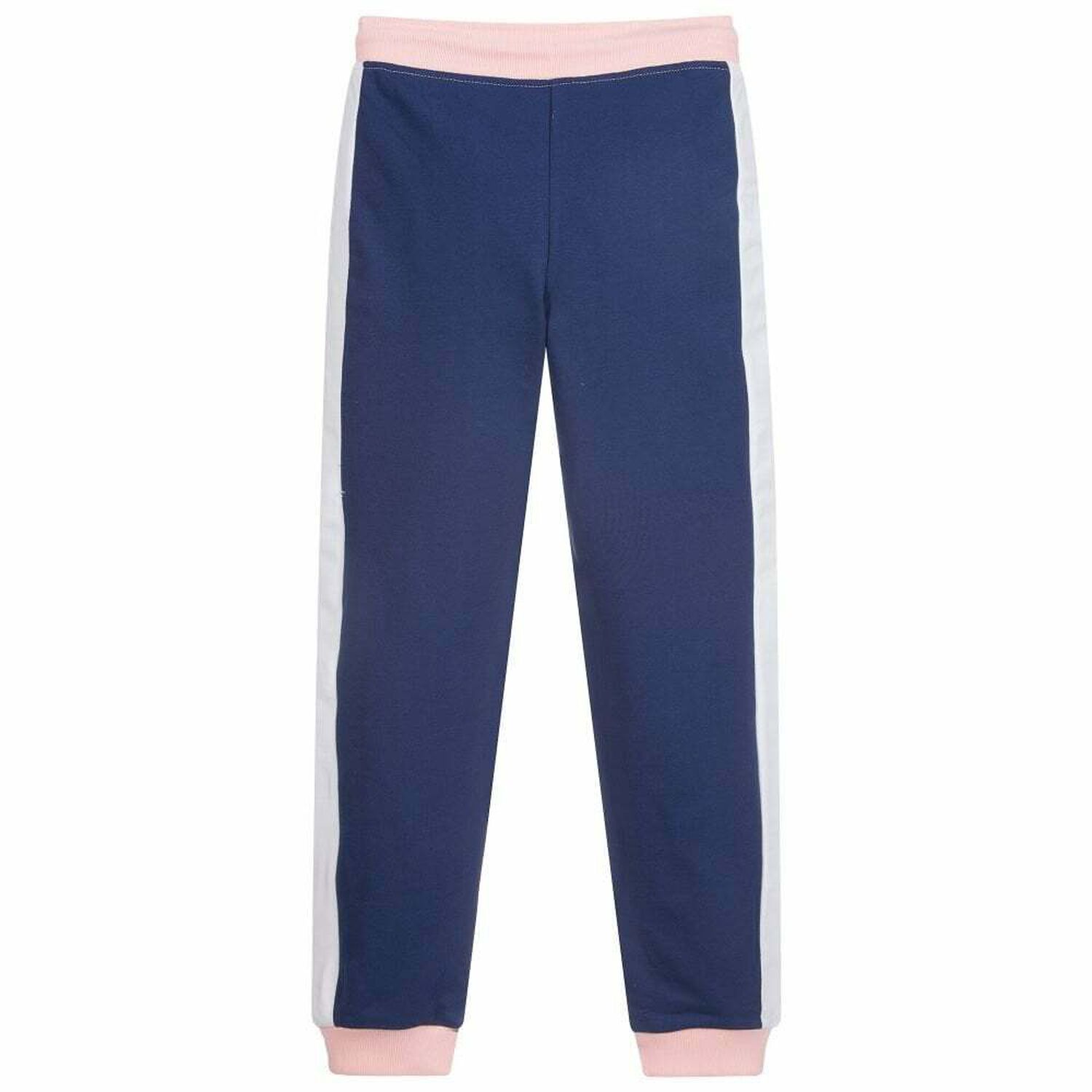 Girls Pink & Navy Logo Joggers, 1, hi-res