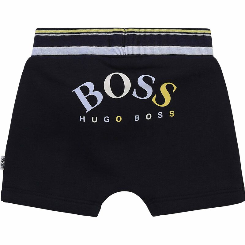 Baby Boys Navy Blue Logo Shorts, 1, hi-res image number null